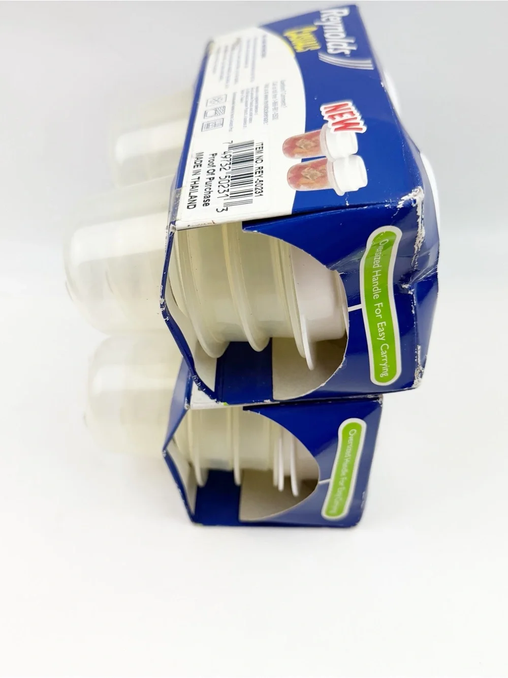 2 Reynolds Casuals 6 Pack 4 oz Round Plastic Containers White Lids BPA Free NOS